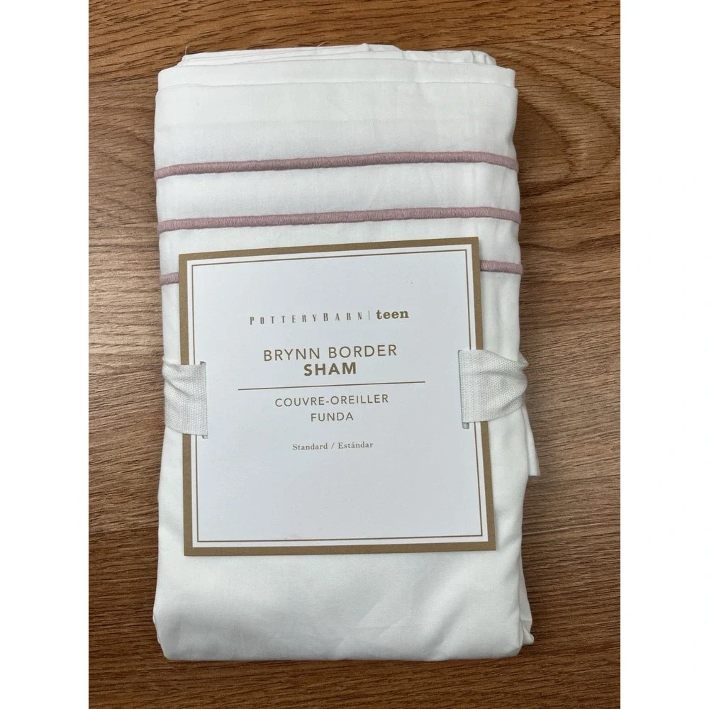 Pottery Barn‎ Teen Brynn Border Pillow Sham, Standard Size, Pink Stripe NEW